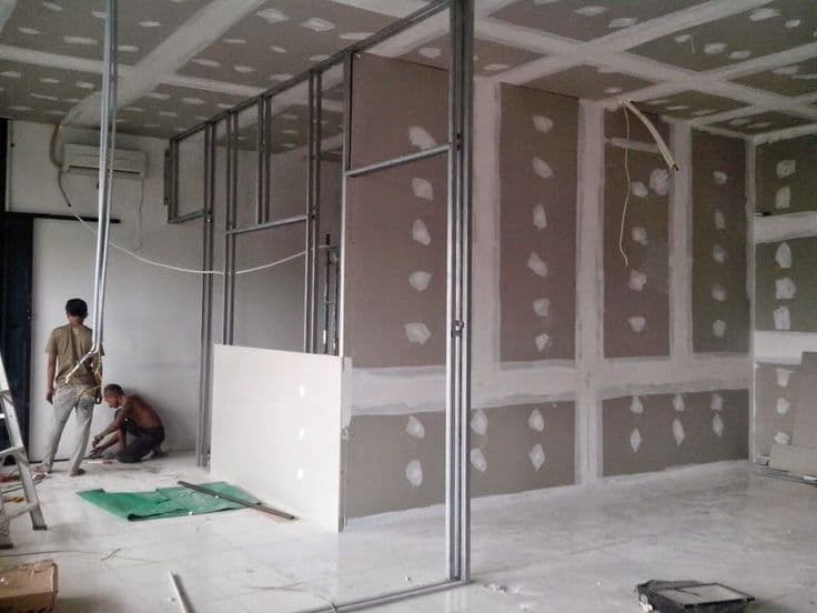 Gypsum board partition wall installation with taping and jointing, Chandigarh office